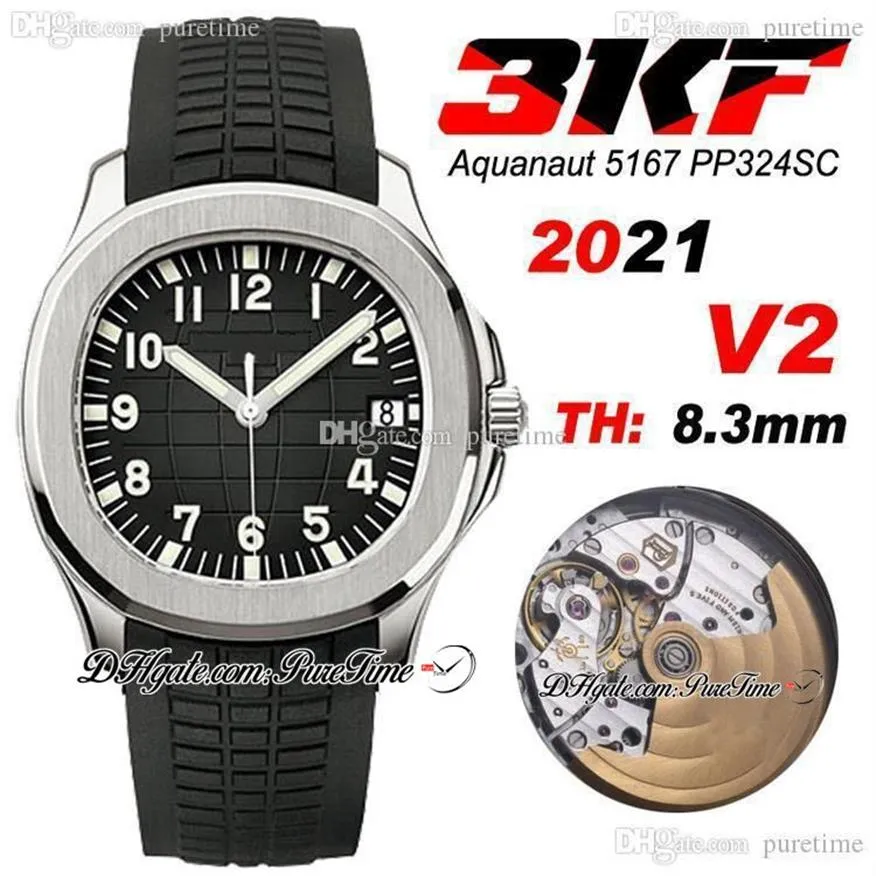 2021 3KF V2 5167A A324SC Automatische heren Watch Steel Case D-Gray Texture Dial Edition Black Rubber Strap Puretime PTPP Swiss M333s