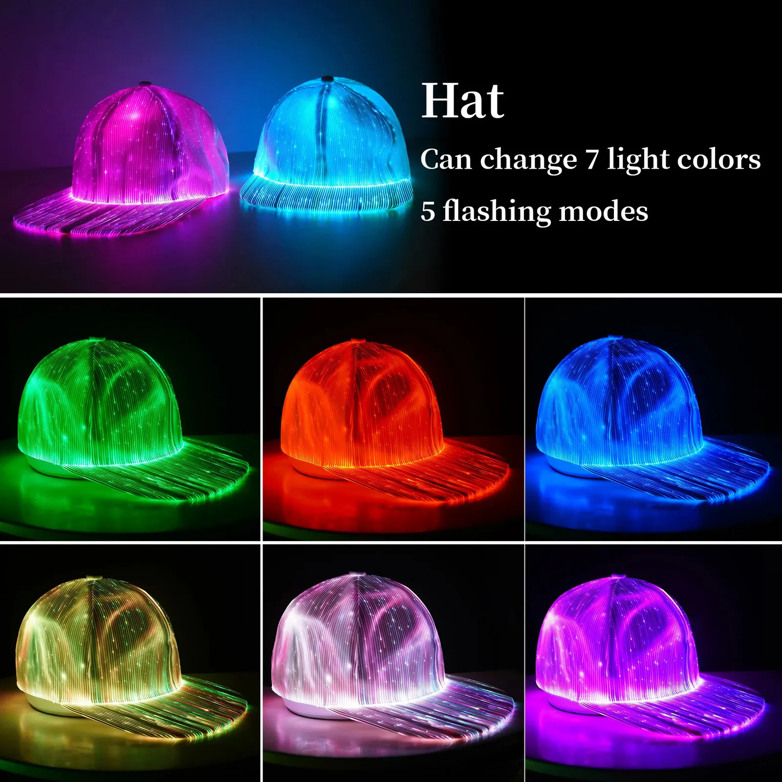 LED Custom Captain\'s Festival Hat - Multiple Modes LEDs LED Light Up RAVE Captain Style Luxury Women Rhinestone Neon  main image 3