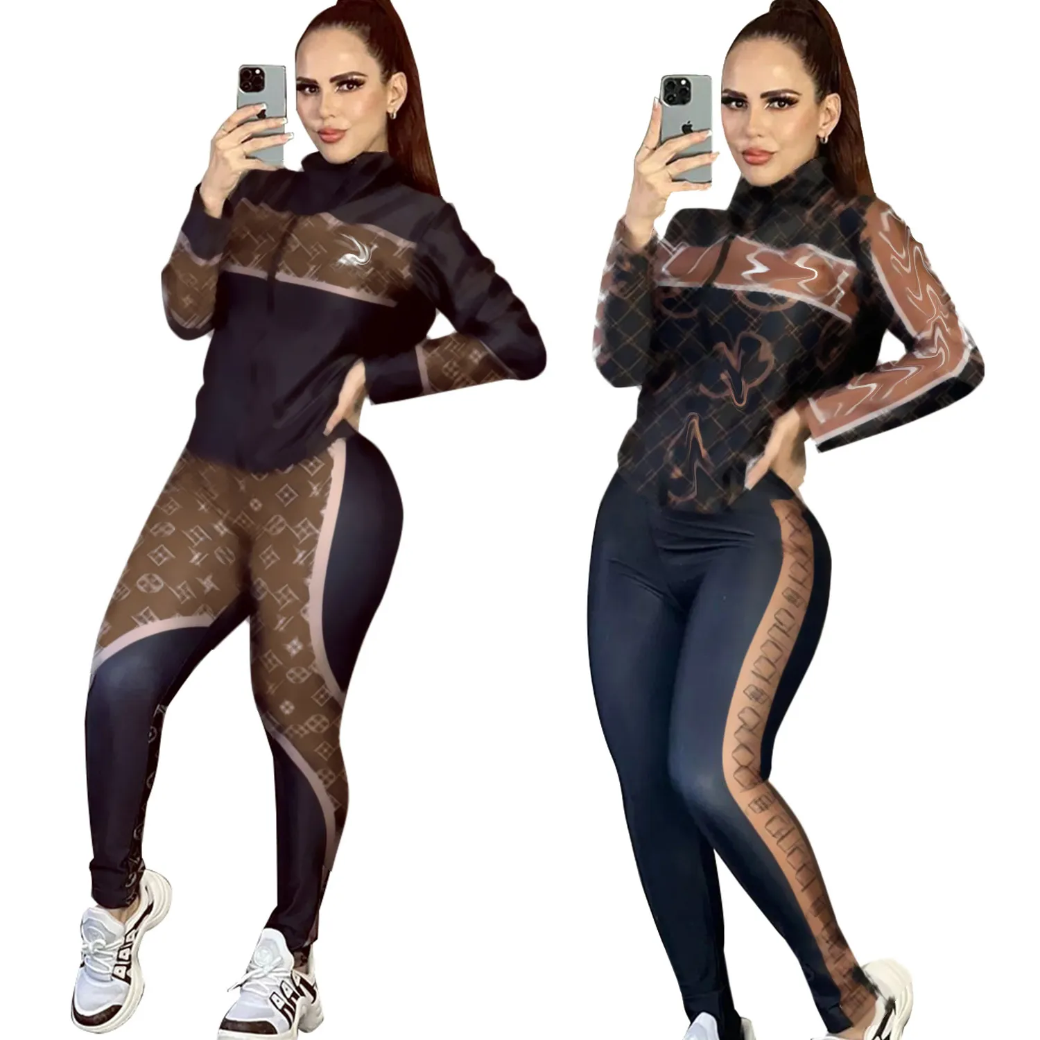 Marca de luxo casual de moda esportiva feminina Conjunto de designer de 2 peças Sportswear J2913