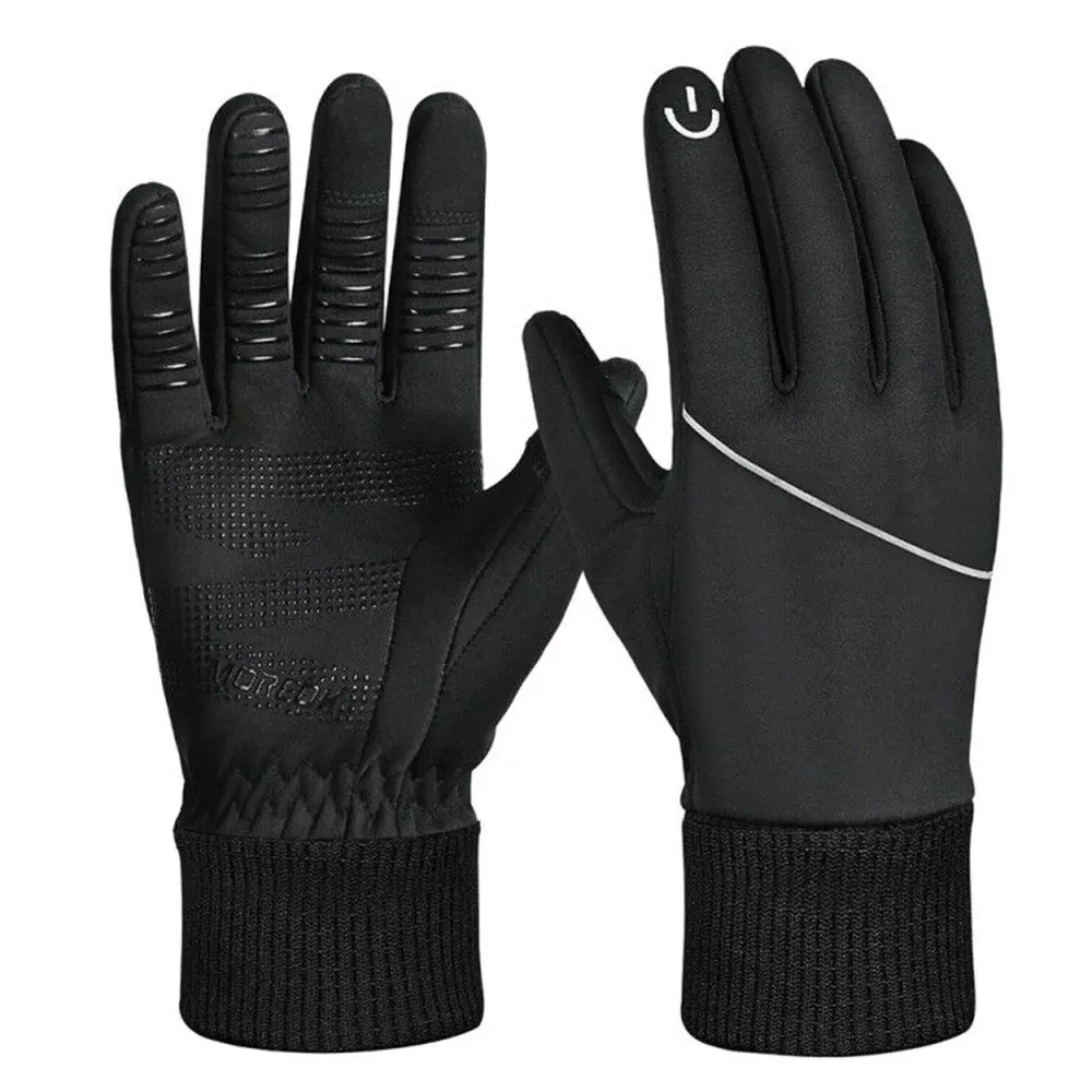 Moreok unisex winterhandschoenen vol vinger touchscreen fietshandschoen anti slip fiets fietsen pool fleece warm rijden hardlopen 231221