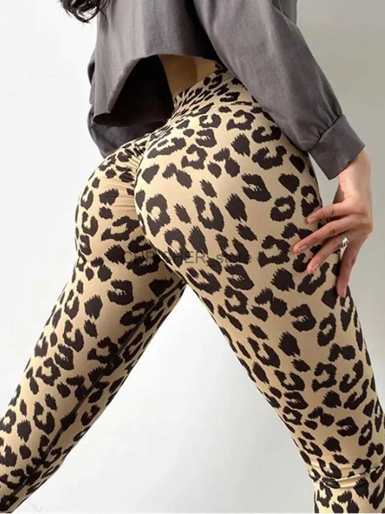 Tenue de yoga entraînement de fitness leggins Leopard Tenues imprimées Pantalons de yoga Sexy Leggings Femmes hautes Gym de gym