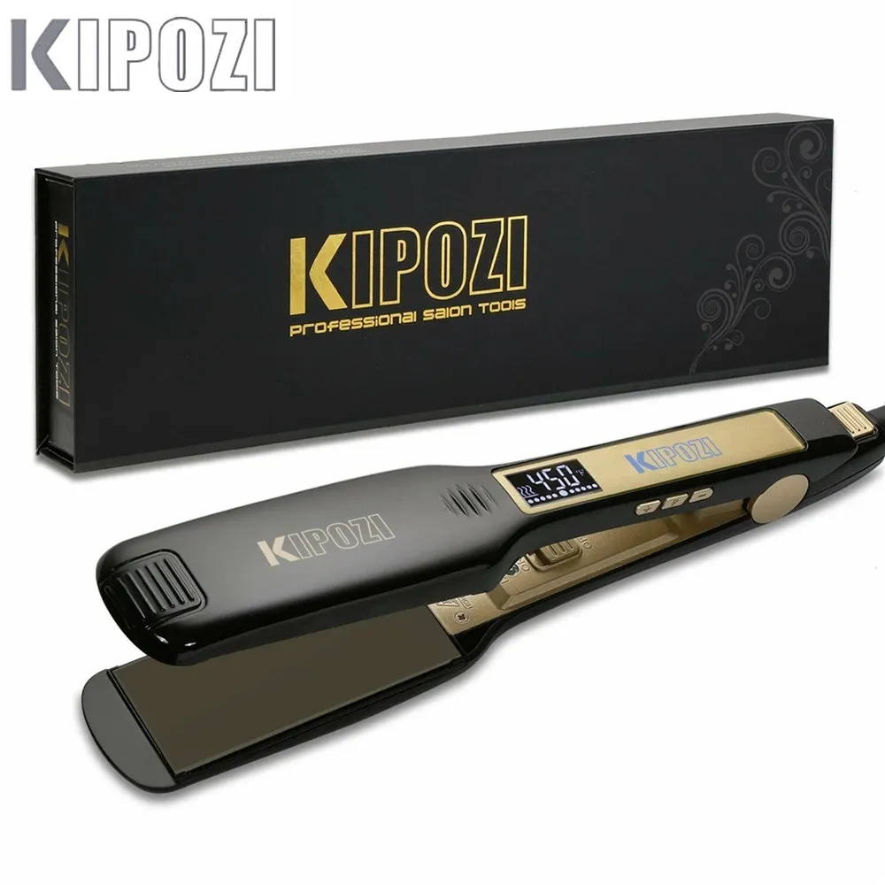 KIPOZI Piastra per capelli professionale in ferro piatto con display LCD digitale Ferro arricciacapelli a riscaldamento istantaneo a doppia tensione 231220