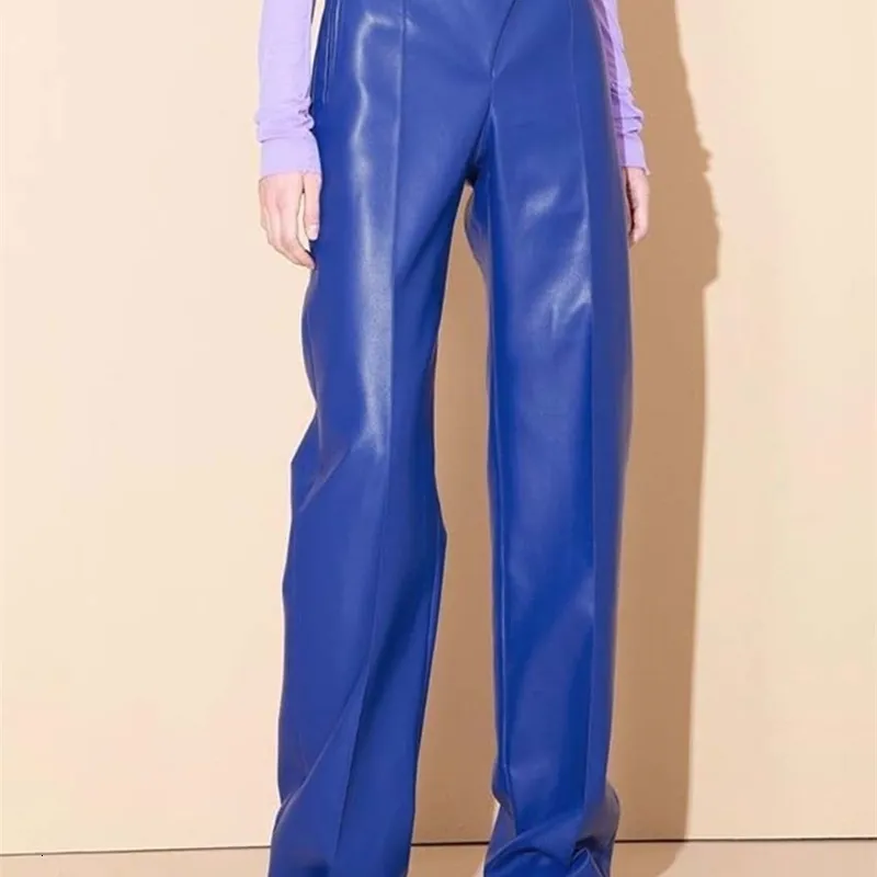 Oymimi Fashion Blue Pu Leather Pantal