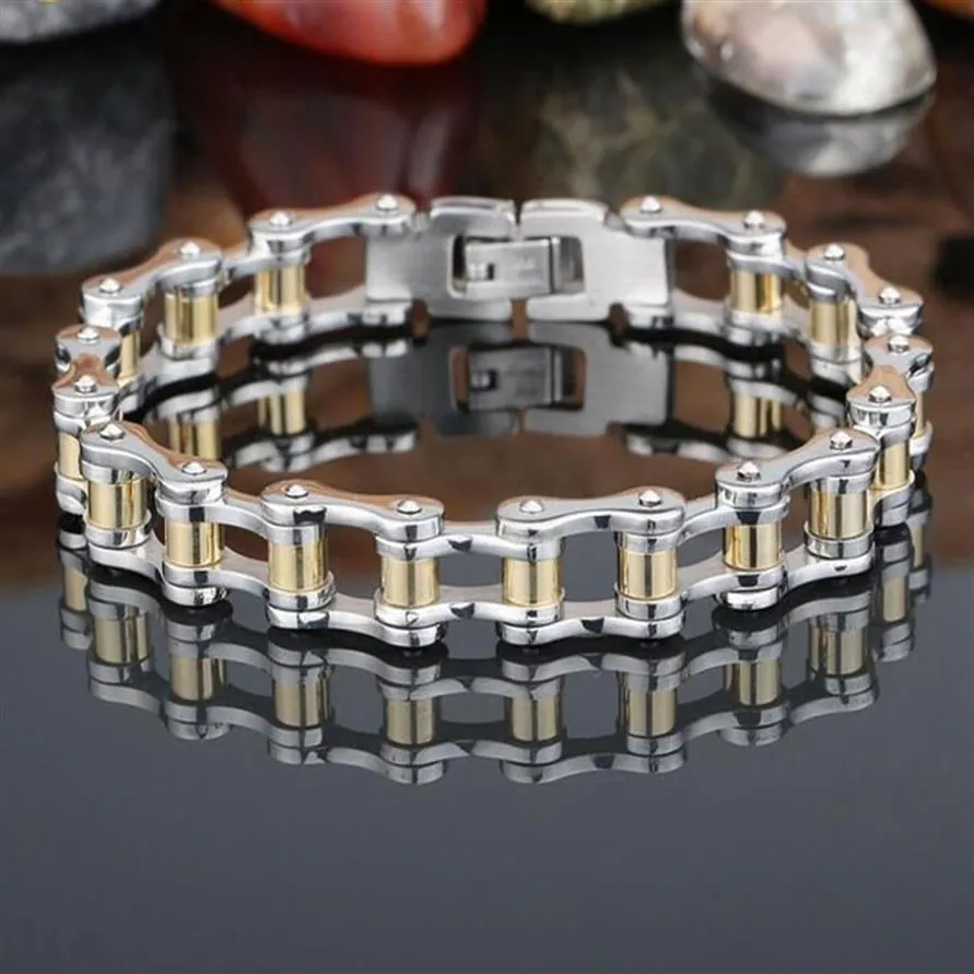 Mode Edelstahl Gold Biker Fahrrad Motorrad Kette Armband Männer Frauen Titan Stahl Liebhaber Fahrrad Armbänder Armreifen Jewelry296w