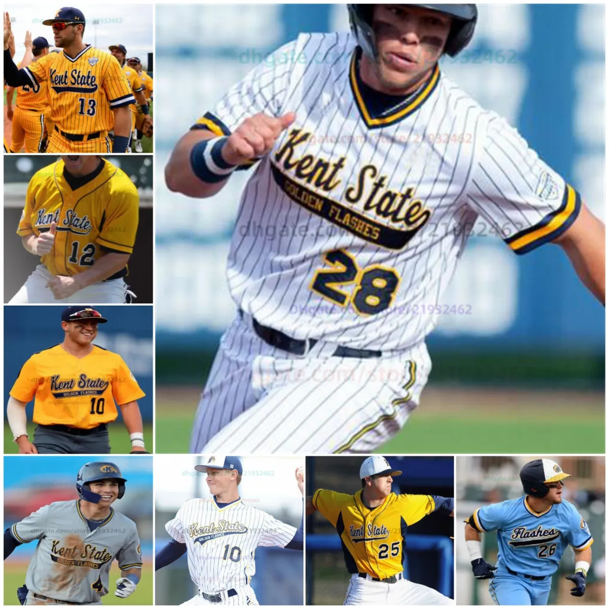 College Kent State Golden Blitzer Baseball Trikot angepasst eine beliebige Nummer, die alle genähten Joe Miceli Eric Chalus Jake Casey Brody Williams Vince Waterman genäht haben