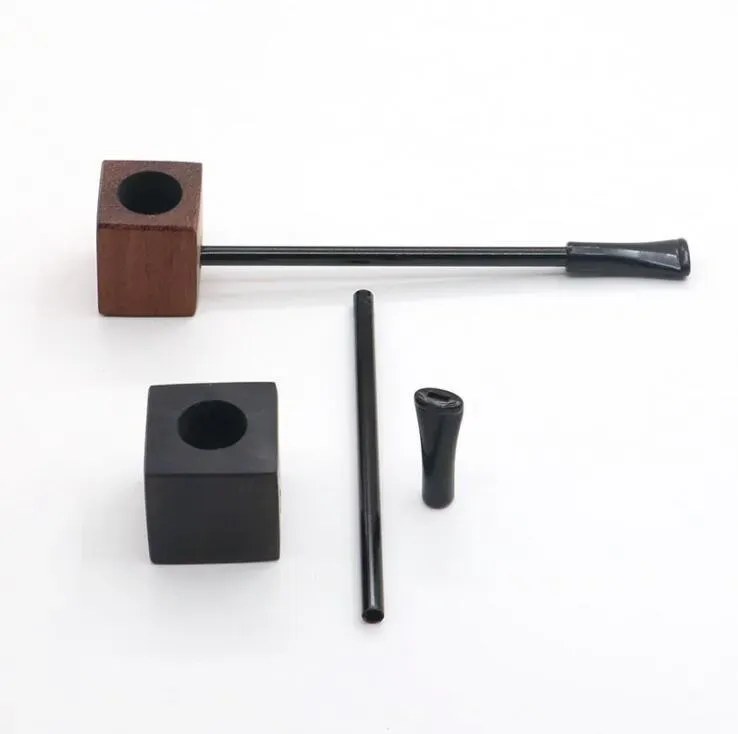 Ebony Wood Hand Smoking Pipe Round Square Herb Tobacco Hammer Spoon Cigarette Pipes Tools Accessories Oil Rigs