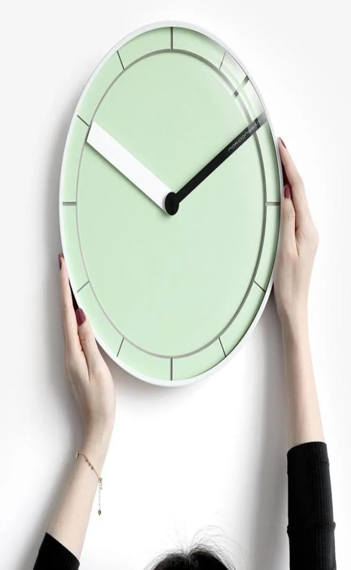 Zegary ścienne Macaron Salon Clock Minimalistyczny kreatywny nowoczesny design kwarc różowy żółty klasyczny Zegar Home Decor 50ZB4864195