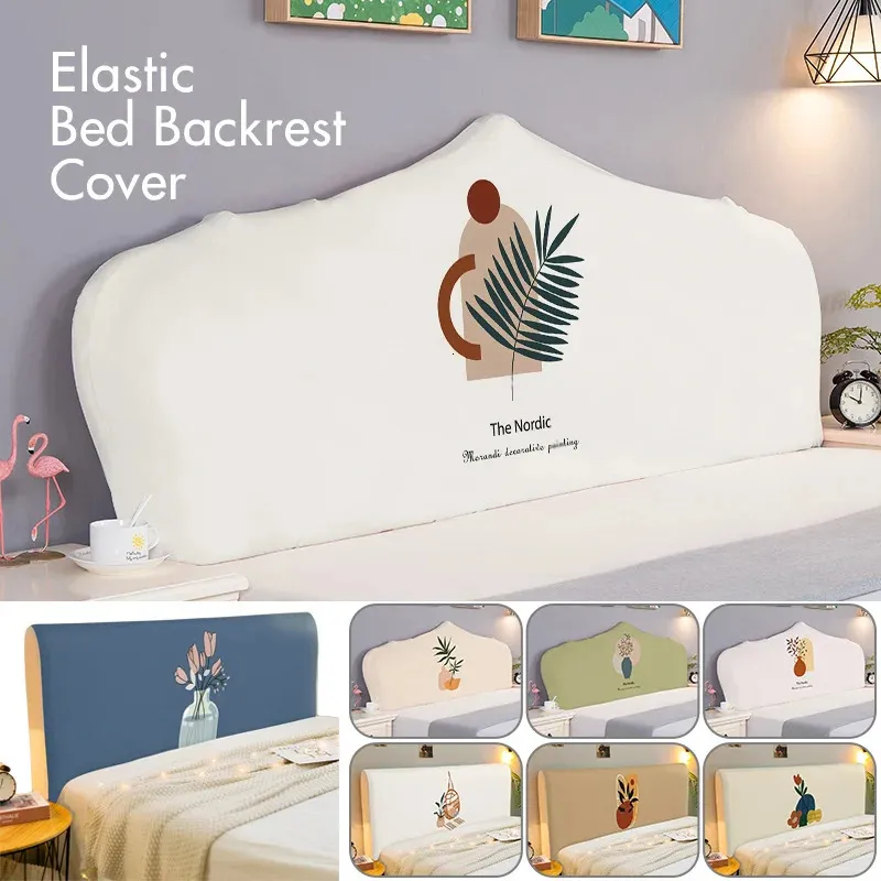 Elastisk säng headboard täcker bomull all-inclusive sänghuvud täcker litet färskt blomma tryckt sängklipptäckning universal 1.2-2.2m 231221