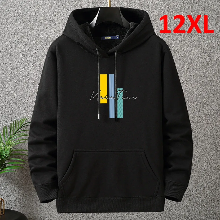 Automne hiver épais sweat à capuche polaire hommes 12XL 10XL grande taille sweats à capuche mâle imprimé pull à capuche grand lâche bleu 231220