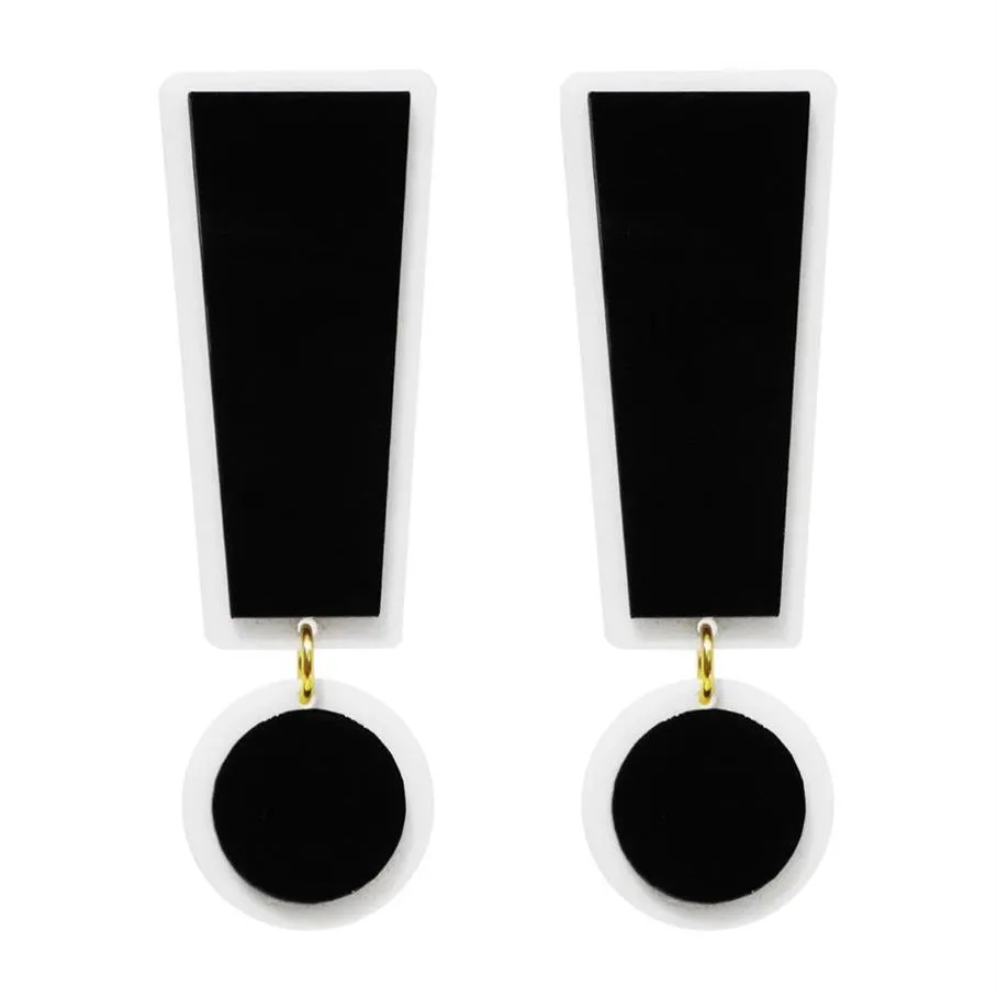 Mode Super grand noir blanc acrylique symbole Point d'exclamation balancent boucle d'oreille pour femmes bijoux à la mode Hyperbole accessoires 197d