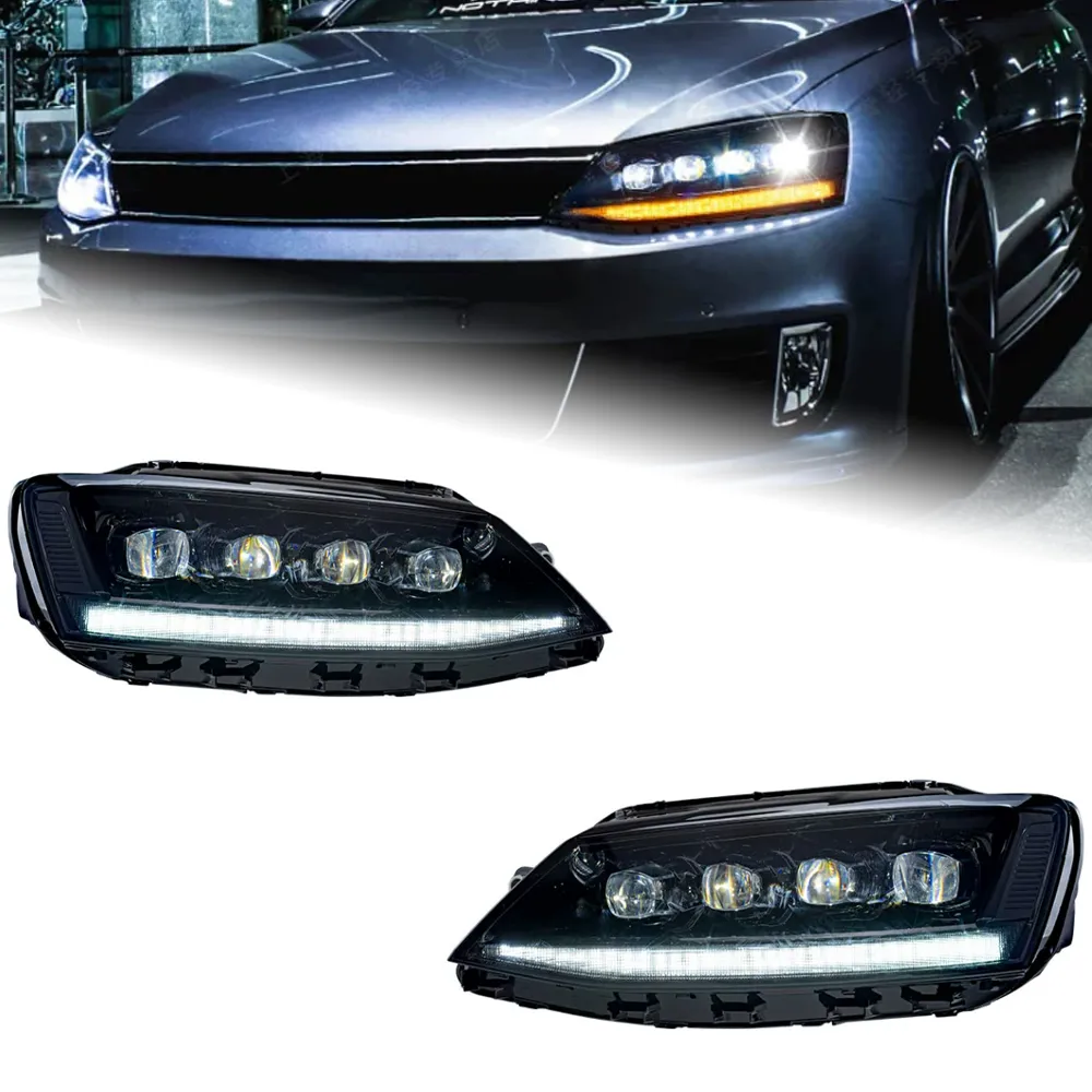 Driver Side Front Headlight Assembly For 2011-2018 VW Jetta - Halogen, Black Housing, Clear Lens
