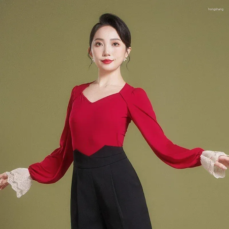 Stage Wear 2023 Female Professional Ballroom Dance Contiton Top Bodyuit Women costumi latini Vestiti performance Waltz Tango F1120