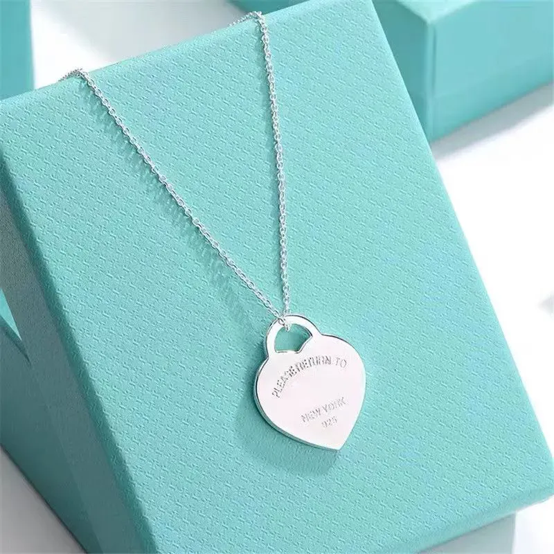 Sterling Sier Letter T Gold Heart Designer Necklace Rose Gold Valentine Gift Jewelry With Box