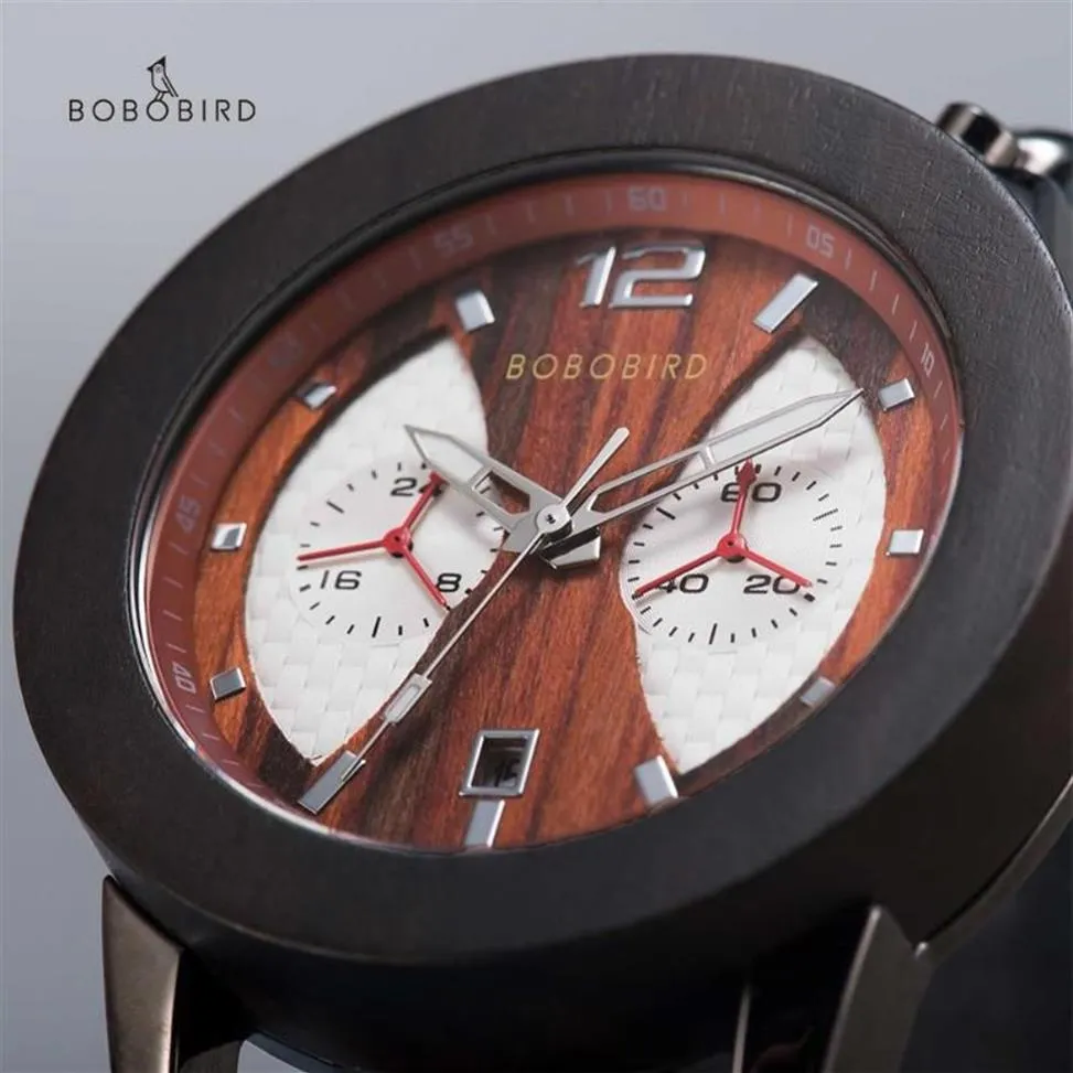 Homens de madeira wirst relógios data automática montre bois homme calendário completo relógio pulseira couro personalizado para masculino gota pulso watches251a