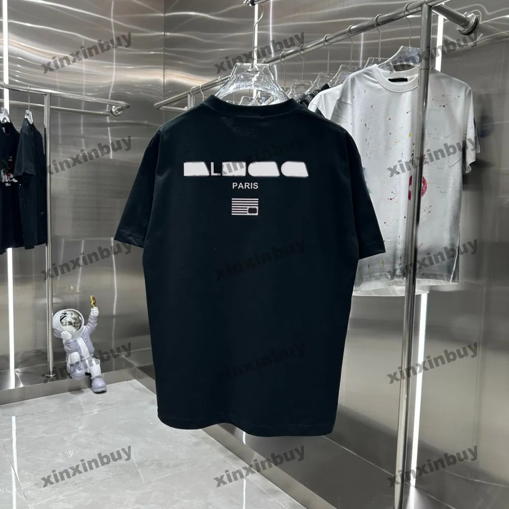 Xinxinbuy 2024 Men Designer Tee Tシャツパリナショナルフラッグ印刷半袖コットン女性ブラックホワイトブルーグレーカーキイエローS-3xl