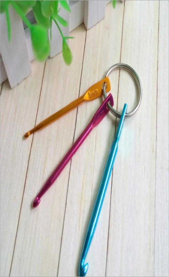 diy Craft Tools 304050mm Key chain with Crochet Hooks Handmade Aluminum Crochets Hook Metal Keychain Multicolour Crafts Knitt8930446