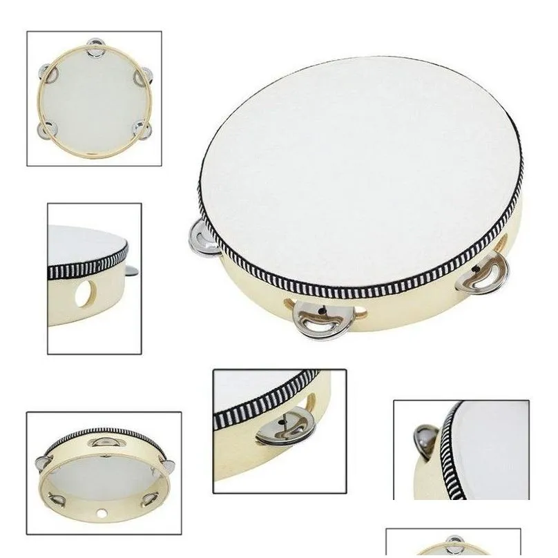 Other Desk Accessories Wholesale Drum Tambourine Bell Hand Held Birch Metal Jingles Kids School Musical Toy Ktv Party Percussion Drop Dhyfo