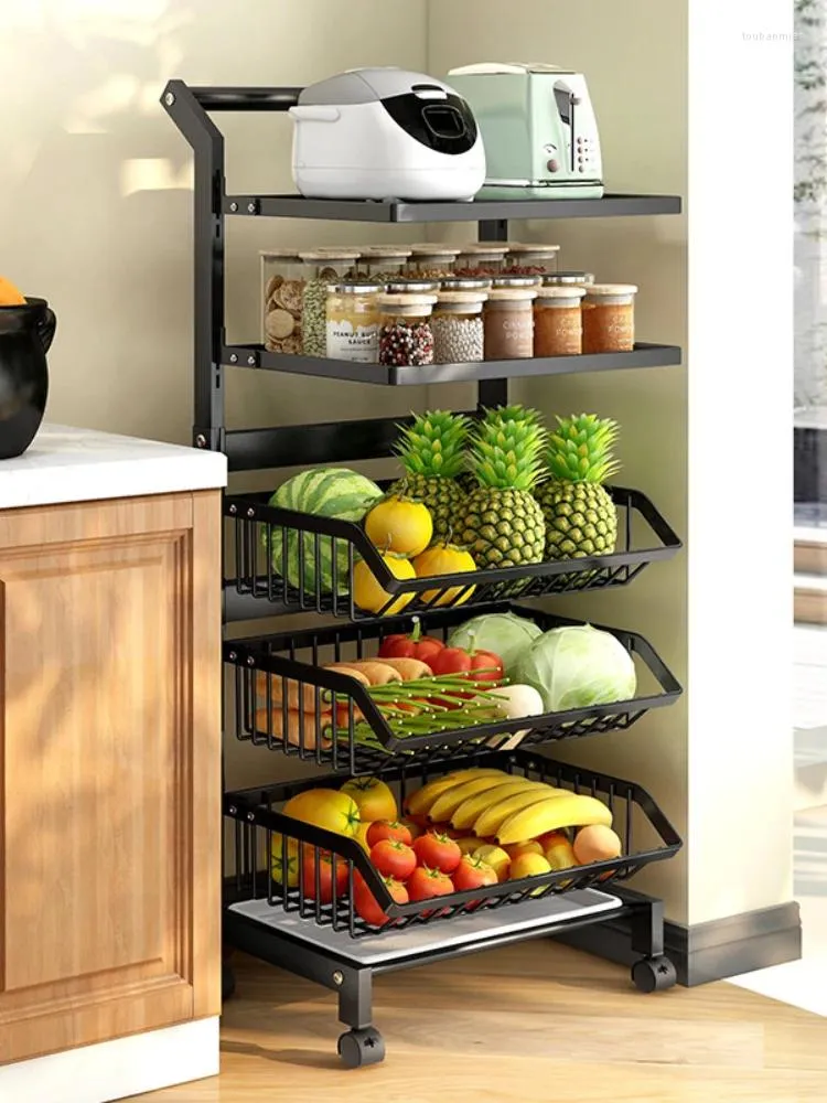 Küche Lagerung Rack Haushalt Multi-Schicht Boden Gemüse Und Obst Beweglichen Organisation Trolley Korb