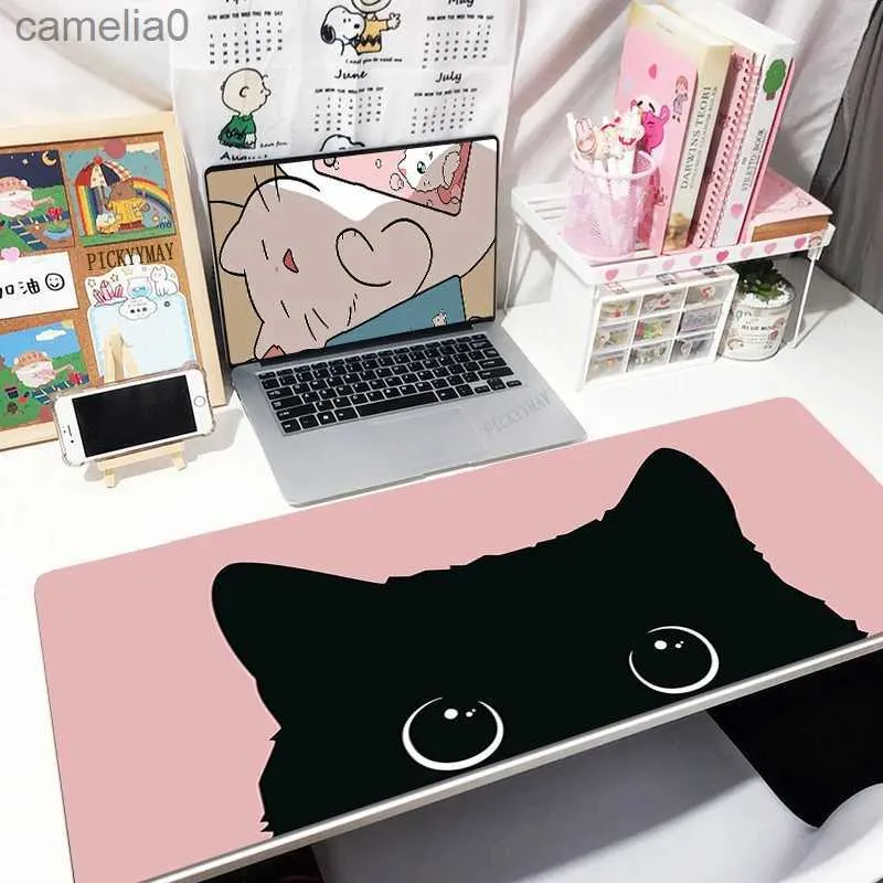 Cuscinetti per mouse polso riposa tamponi per mouse gatto inchiostro kawaii tavoli personalizzati tavoli da computer mousepad compagnia big desk pad 100x50 cm grandi giocatori carini mousepads mouse MATL231221