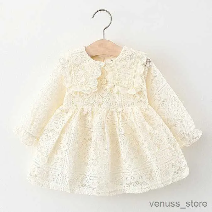 Flickans klänningar Baby Girl Dress 2023 Spring Spädbarnskläder söt koreansk nyfödd baby prinsessklänning spetsblommor klänningar småbarn höstkläder