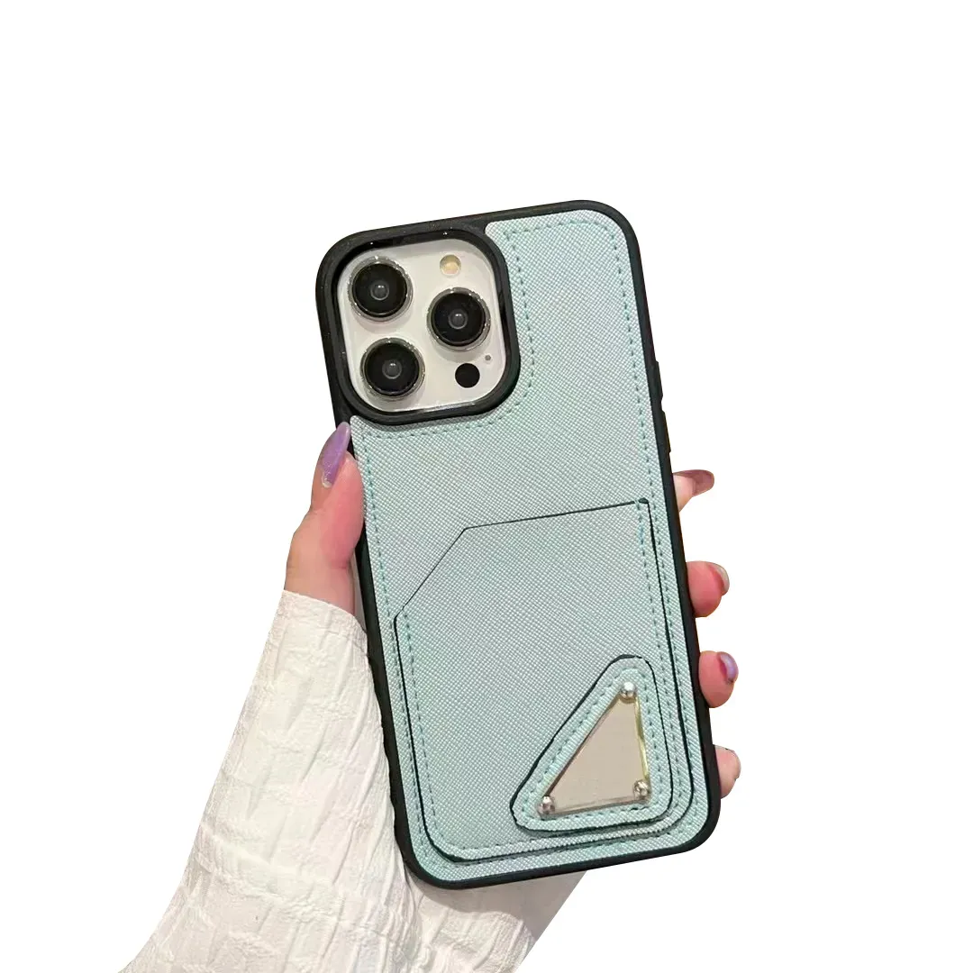 Designer Triangle P Mobiltelefonfodral för iPhone 15 Pro Max Case Card Holder Apple iPhone 14 Pro Max 13 12 11 XS Max XR 7P 15Pro 15 Plus Cases Fashion Märke Mobilt omslag