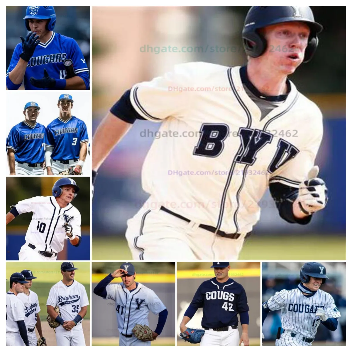 Customized Easton Jones College BYU Cougars baseball jersey any name any number all stitched Chipper Beck Stone Cushing Candon Dahle