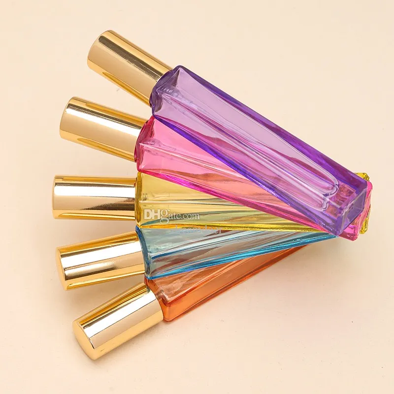 Partihandel glasparfymflaskor 10 ml färgglad parfymatomizer flaska påfyllningsbar slumpmässig färg