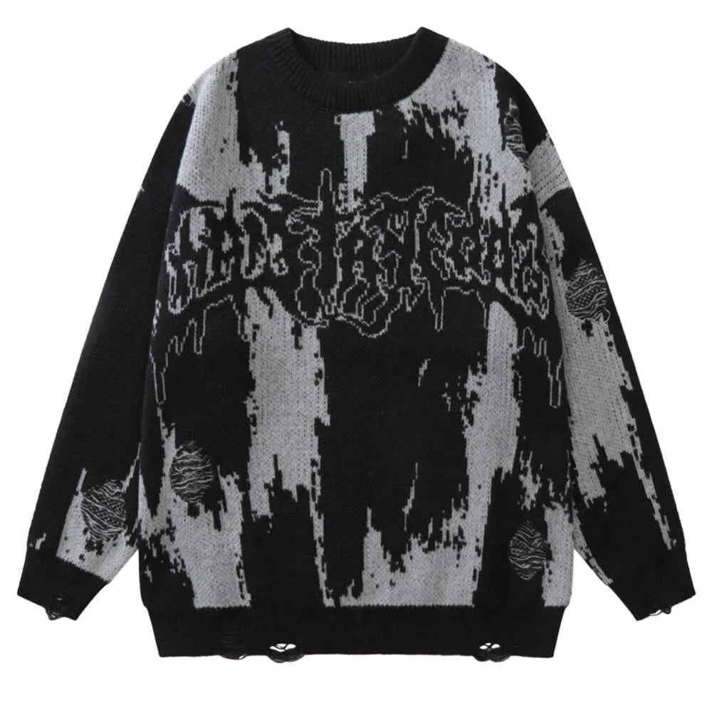 Biodro rozerwane swetry grunge y2k vintage dzianin punkowy gotycki streetwear skoczki sweter mężczyźni kobiety haruku moda pullover