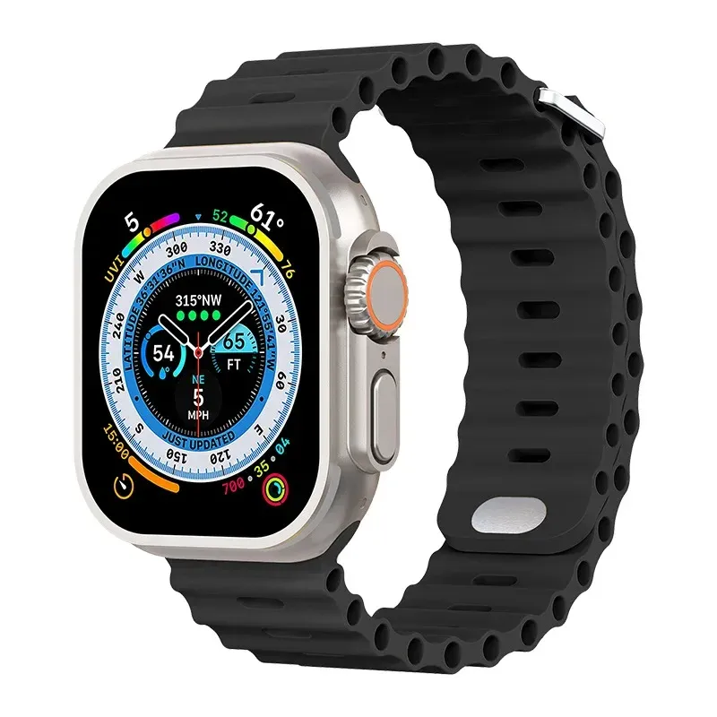 A alça de silicone para Apple Watch Ultra/2 49mm esportes de pulso macio respirável para iwatch 9 8 7 6 5 4 SE 45mm 41mm 44mm 42mm 40mm Factory 1000pcs