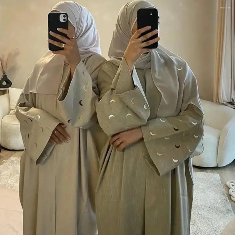 Ethnic Clothing Embroidery Open Abaya EID Ramadan High Quality Kimono Islamic Wholesale Dubai Cardigan Drop Muslim Women Dress