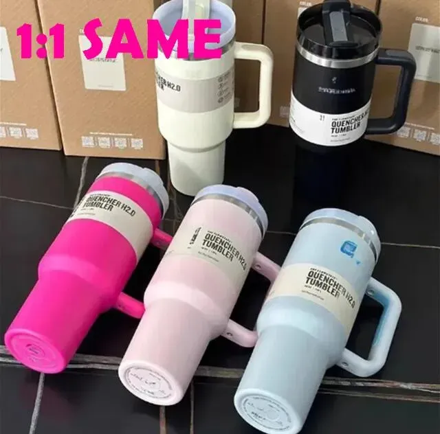 Quencher Tumblers H2.0 40oz Stainless Steel Cups with Silicone handle Lid And Straw 2nd Generation Car mugs Keep Drinking Cold Water Bottles k1222