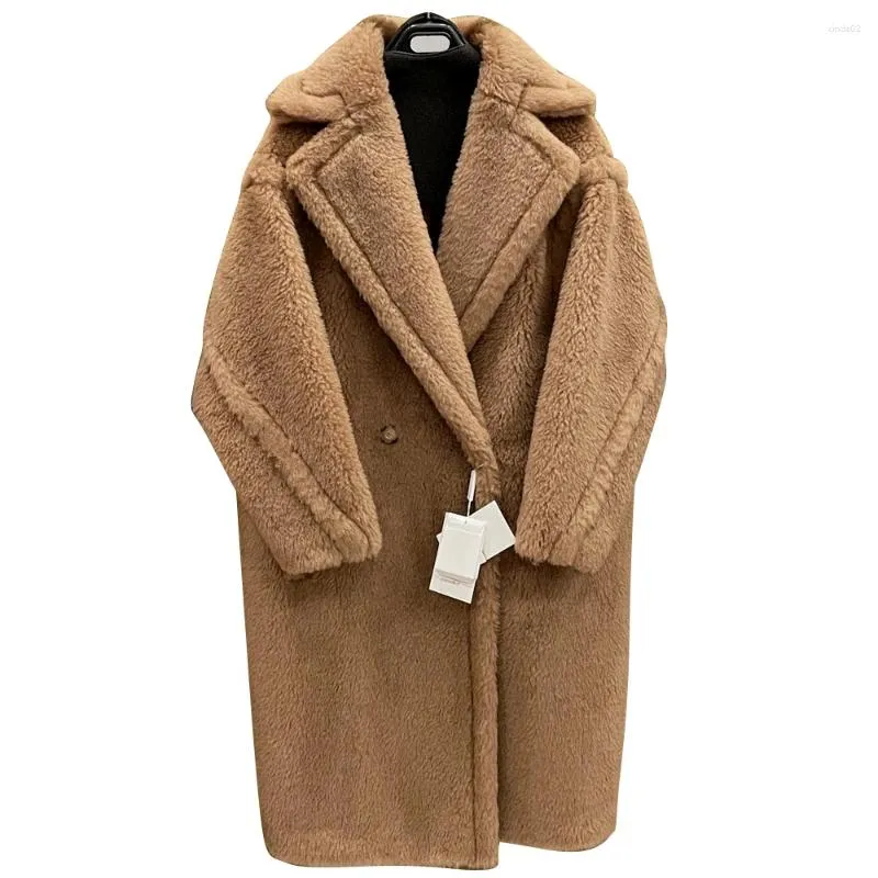 Frauenfell Lange Faux Jacke Designer Frauen Wintermantel dick war warmes übergroßes klobiges Oberbekleid