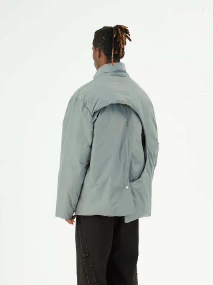 Vestes pour hommes High Street Y2K stéréo entrecoupé de conception asymétrique veste en coton hiver