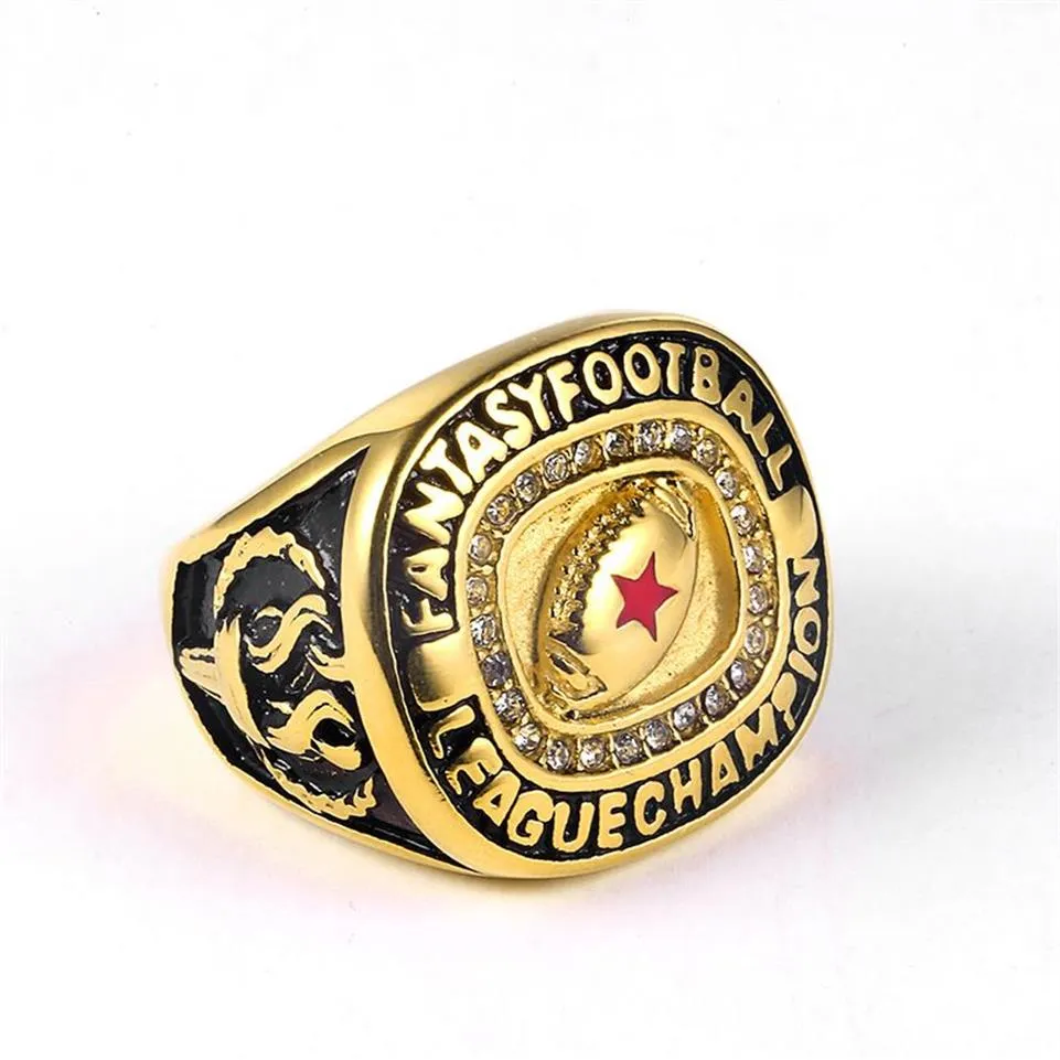 Champion Fantasy Football Ring Roestvrij staal American Rugby League Championship Jewelry262m