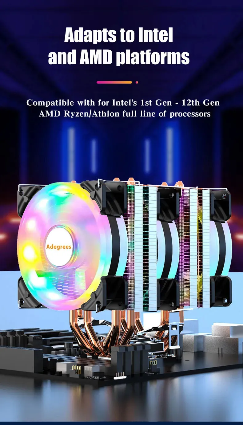 CPU Cooler 6 Heatpipes ARGB 4 Pin PWM Silent Cooling... From Zhong04 ...