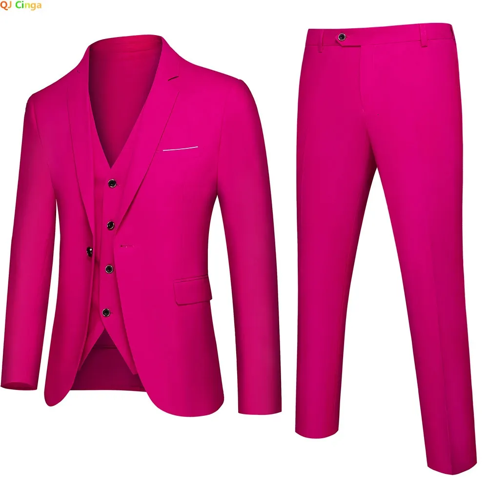 Spring Slim Mens Suit 3 sztuki Set Set Pants Vest Wedding Party Office Men Blazer Płaszcz Płaszcz M4XL 5xl 231221