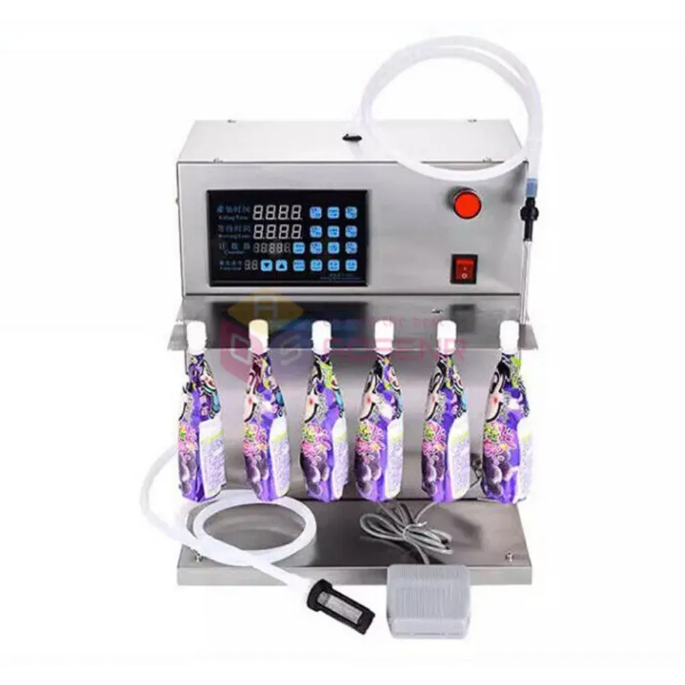 Spout Pouch Filling Machine 6 Heads Automatic Hot Liquid Standup Pouch Filler Doypack Standing Pouch Liquid Filling Machine