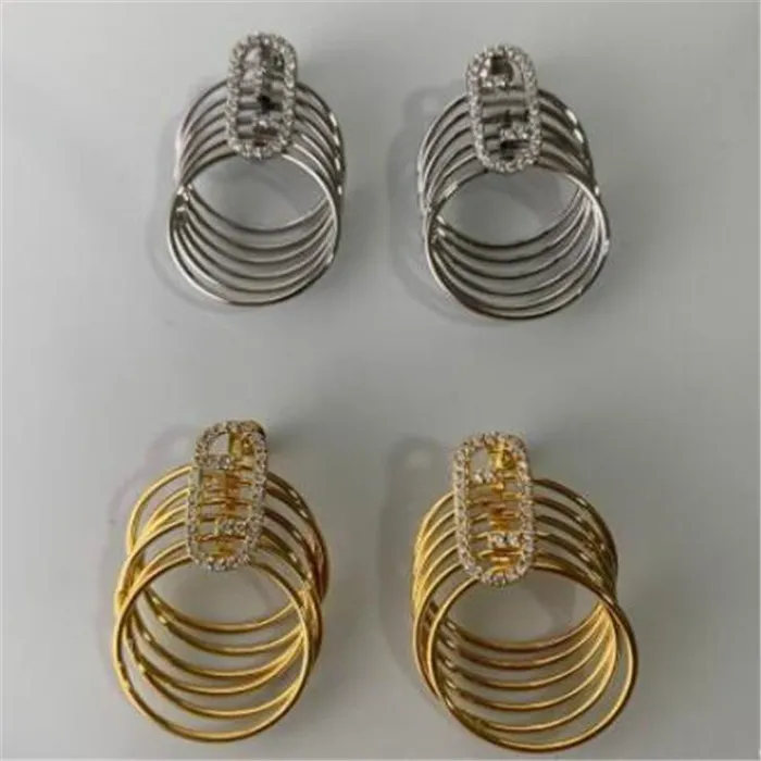Designer Orecchini Diamond Earring Designer Fashion Circle Orecchini Woman Love Silver Gold Geometric Stupie Snove