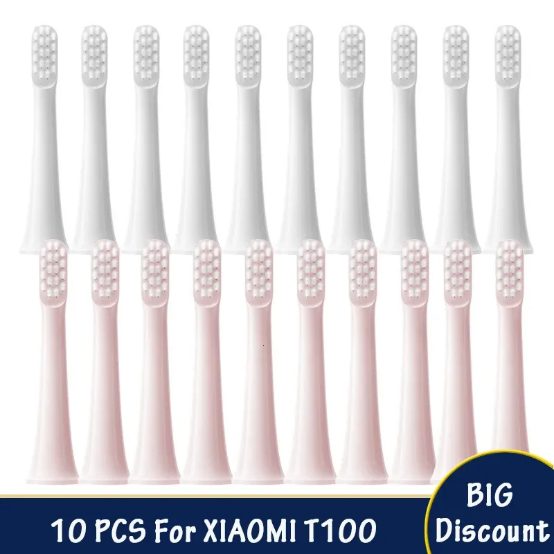 10PCS For XIAOMI MIJIA T100 Replacement Brush Heads Sonic Electric Toothbrush Vacuum DuPont Soft Bristle Suitable Nozzles 231222
