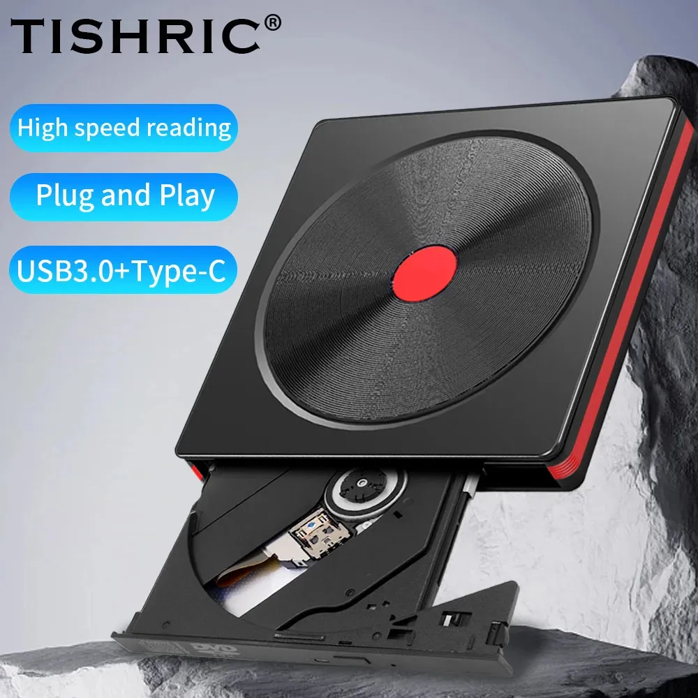 TISRIC Portable Optical DVD DVD DROVE ODD HDD Dispositivo CD DVD Lettore USB 3.0 Lettore CD esterno per laptop PC 231221 per laptop 231221