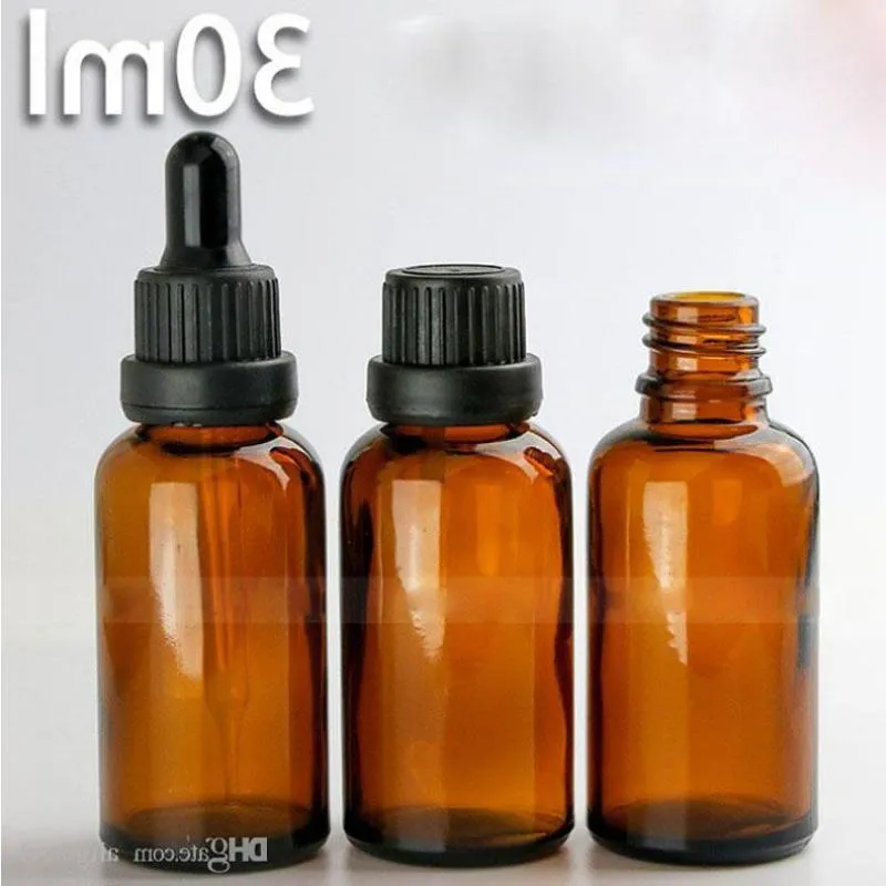 Free Shipping 440pcs/Lot 30ml Glass Dropper Empty Bottles Amber Glass Ejuice Bottles Essential Oil Bottles Variety Caps and Tip Dropper Epvn