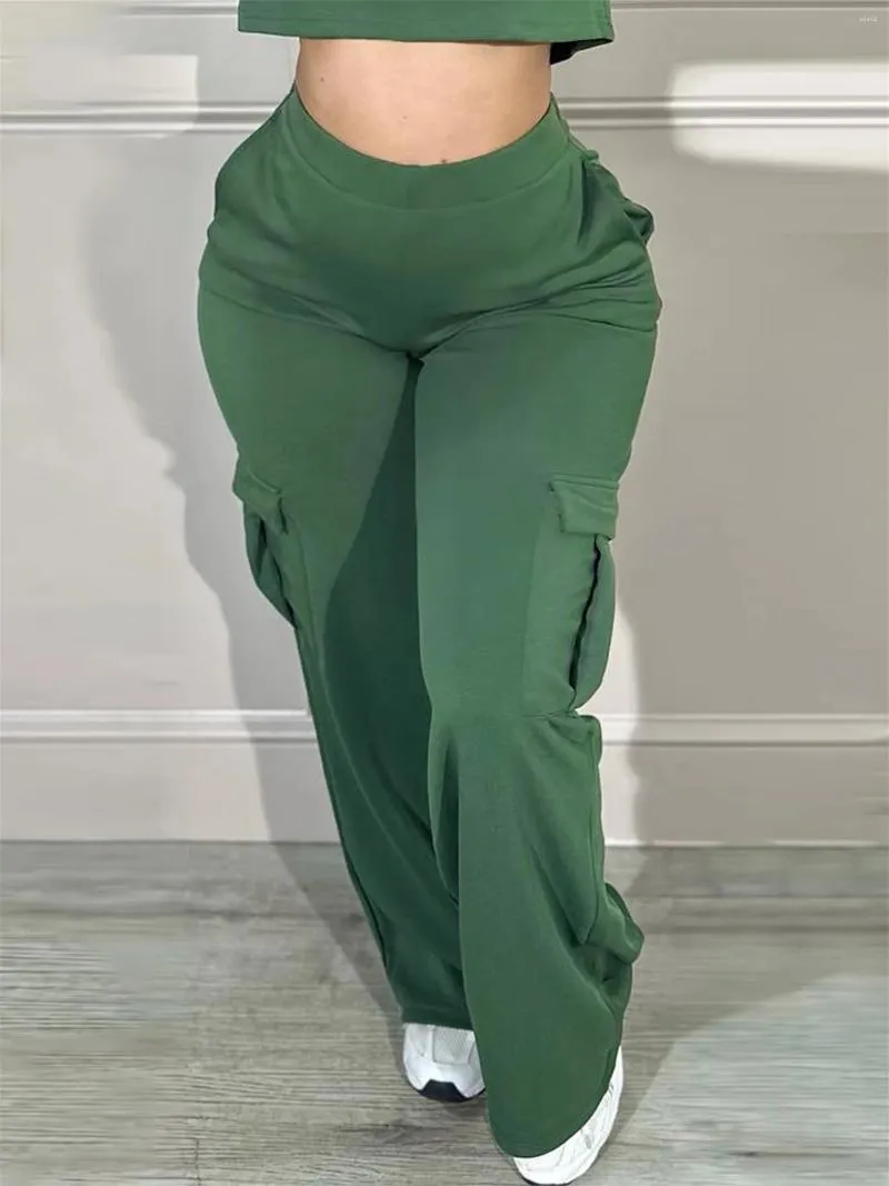 Pantaloni da donna lw color solido gamba dritta tasca casual tasca ad alta vita pantaloni semplici lavoro