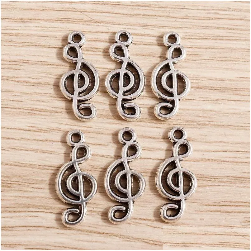 Charms 40pcs 8x19mm mignon Alloy Music Note pour les bijoux faisant des boucles d'oreilles bricolage Pendants Colliers à la main.