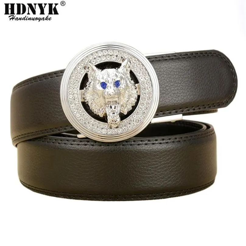 Wolf Brand Designer Belts Men Hoge kwaliteit Automatische riem leergordel casual taille band met Heah Buckle258N