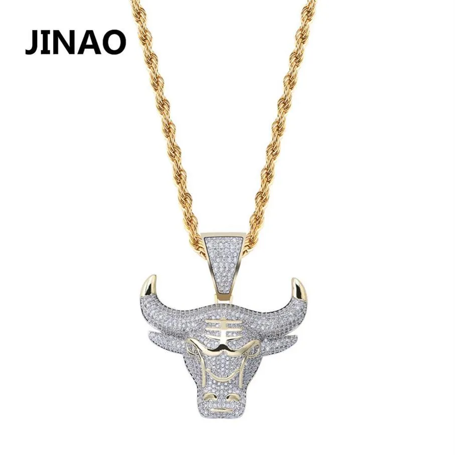 Jinao Fashion Zircão cúbico Gelo colar de cadeia Bull Demon King Pingente Pingente Hip Hop Jóias Declaração de Colar Bling Presente para Man J291D