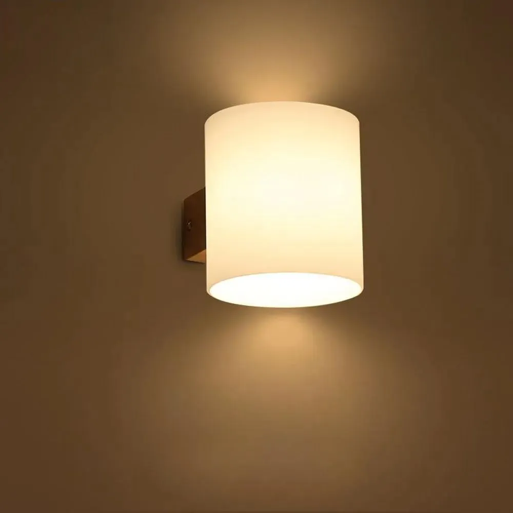 Лампы современный деревянный стеклянный цилиндр для спальни настенные лампы