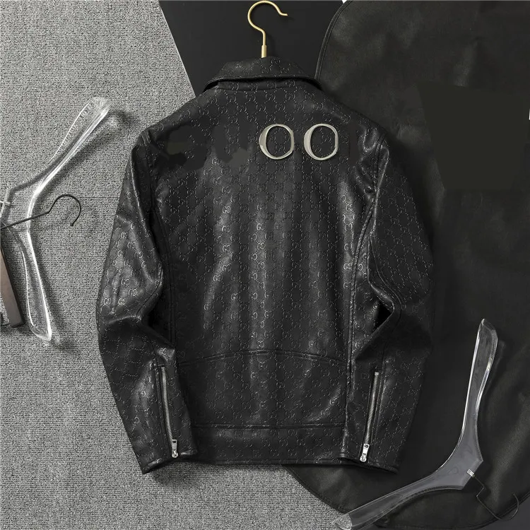 Mens Short Leather Jacket: Black Windproof Biker Jacket
