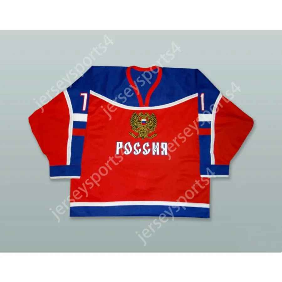 Custom Kovalchuk 71 Rusland Red Hockey Jersey Nieuwe top gestikt S-M-L-XL-XXL-3XL-4XL-5XL-6XL