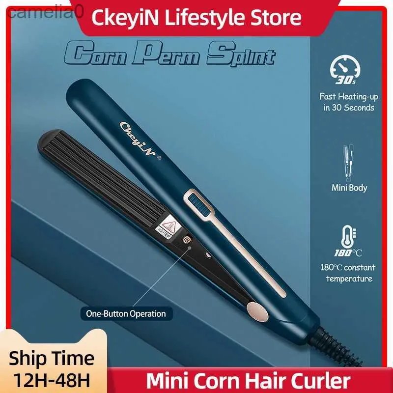 Haarburlerglätter Ckeyin Keramik Haar Crimper Eisen Maisschiene Crimping Eisenfass Haar Wander Curling Stabs Mode Styling Tools Lockenmodelerl231222