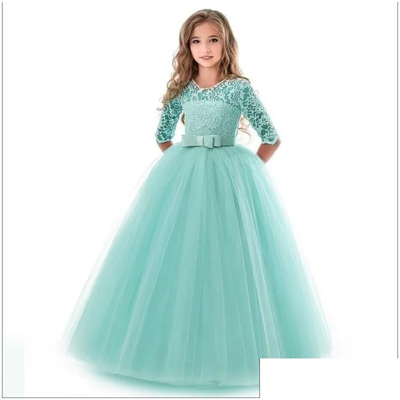Girl'S Dresses Kids Bridesmaid Lace Girls Dress For Wedding And Party Evening Christmas Girl Long Costume Princess Children Fancy 6 Dhibg